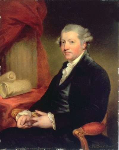 Retrato de Joshua Reynolds, século XVIII (óleo sobre cobre) de Charles Bestland